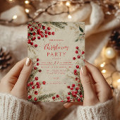 Weihnachtswasserfarbe Rot und Weiß Einladung