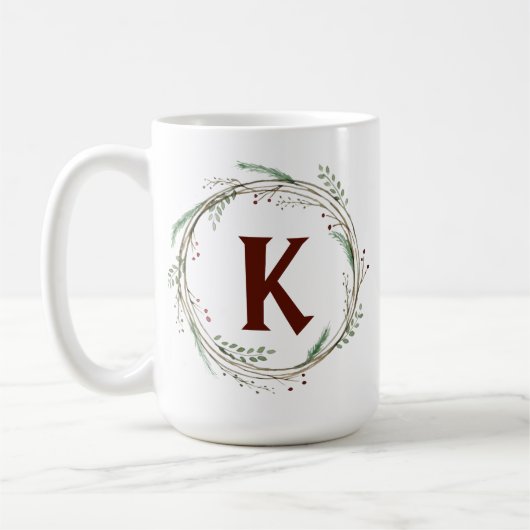 Weihnachtswasserfarbe Rustikaler Kranz Kaffeetasse (Links)