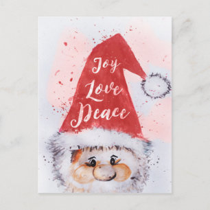 Weihnachtswasserfarbe Santa Claus "Joy Liebe Peace Feiertagspostkarte