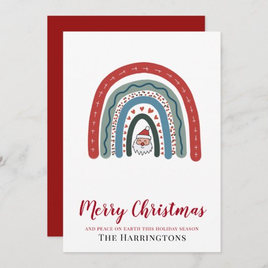 Weihnachtswasserfarbe Santa Rainbow Flat Card (Vorne/Hinten)
