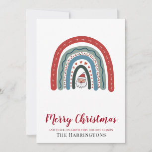 Weihnachtswasserfarbe Santa Rainbow Flat Card