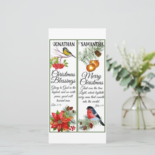 Weihnachtswasserfarbe Segen Scripting Lesezeichen Karte (Stehend Vorderseite)