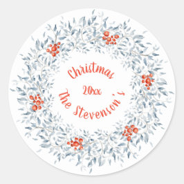 Weihnachtswasserfarbe. Typografie Red Holidays Runder Aufkleber