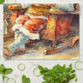 Weihnachtswasserfarbe Weihnachtsfeiertag Geschirrtuch (Gefaltet)