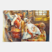 Weihnachtswasserfarbe Weihnachtsfeiertag Geschirrtuch (Horizontal)