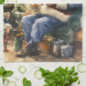 Weihnachtswasserfarbe Weihnachtsfeiertag Geschirrtuch (Gefaltet)