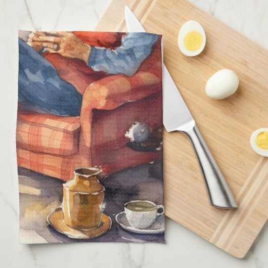 Weihnachtswasserfarbe Weihnachtsküche Geschirrtuch (Viertel Falte)