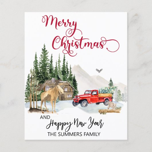 Weihnachtswasserfarbe Winter Truck Elche Haushalt (Vorderseite)