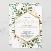 Weihnachtswasserfarben Virtual Baby Dusche Einladung (Vorne/Hinten)