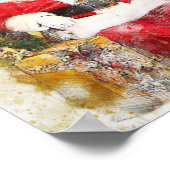 Weihnachtswasserfarbenposter des Weihnachtsmanns, Poster (Ecke)