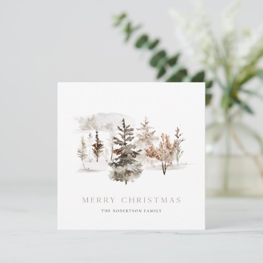 Weihnachtswasserkarte mit Winterlandschaft (Stehend Vorderseite)