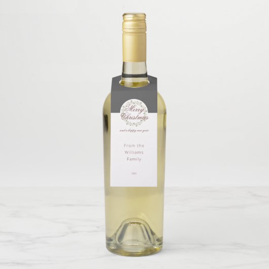 Weihnachtswasserkranz Kohle Schwarz-weiß Flaschenanhänger (Auf Flasche)