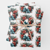 Weihnachtswasserkranz mit Holly Pattern Geschenkpapier Set (Beispiel)