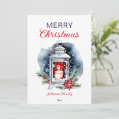 Weihnachtswasserlanden-Poinsettia Feiertagskarte (Stehend Vorderseite)