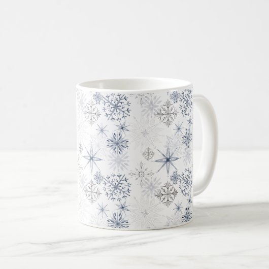 Weihnachtswasserschneeflocken Muster Kaffeetasse (VorderseiteRechts)