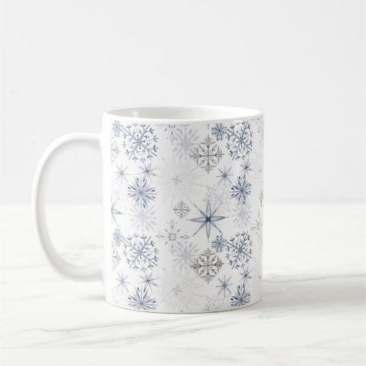 Weihnachtswasserschneeflocken Muster Kaffeetasse (Links)
