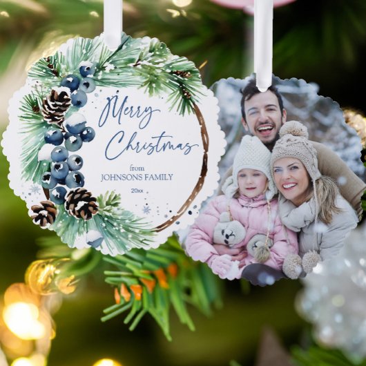 Weihnachtswasserschneekiefer Foto Ornament Karte