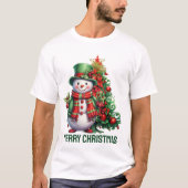 Weihnachtswasserschneemann fügt Text hinzu T-Shirt (Vorderseite)