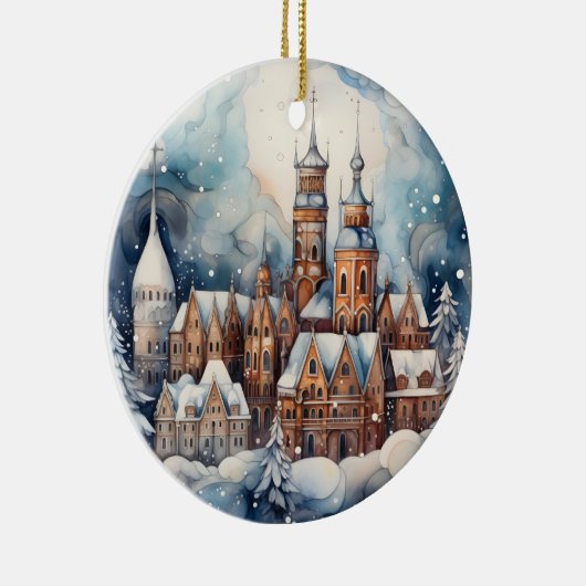 Weihnachtswasserstadt verleiht Stimmung Keramik Ornament (Rechts)