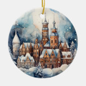 Weihnachtswasserstadt verleiht Stimmung Keramik Ornament (Vorne)
