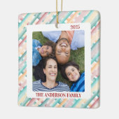 Weihnachtswatercolor Streifen Familienfest Foto Keramikornament (Links)