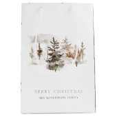 Weihnachtswatercolor Winterlandschaft Geschenktasc Mittlere Geschenktüte (Vorderseite)