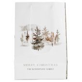 Weihnachtswatercolor Winterlandschaft Geschenktasc Mittlere Geschenktüte (Rückseite)