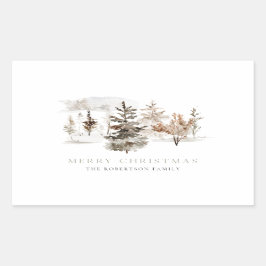 Weihnachtswaterfarbe Winterlandschaftsaufkleber Rechteckiger Aufkleber