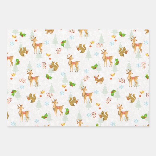 Weihnachtsweiden Wrapping Paper flach weiß Geschenkpapier Set (Vorderseite)