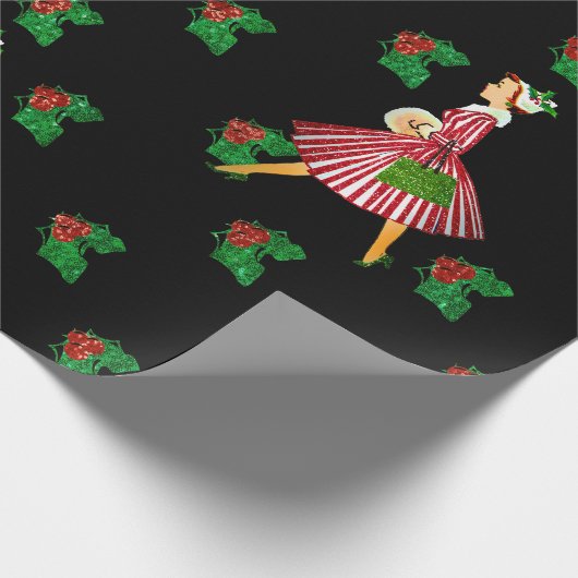 Weihnachtsweih der 50er Jahre, Schwarze Geschenkpapier (Ecke)