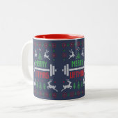 Weihnachtsweih Heben hässliches Pullover Zweifarbige Tasse (Vorderseite Links)