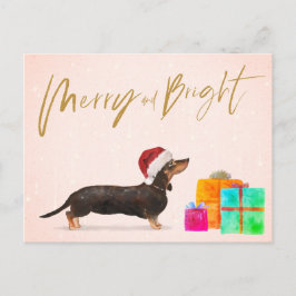Weihnachtsweih Hund Dackel Merry Bright Postkarte