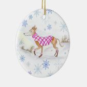 Weihnachtsweih in Wasserfarbe im Pullover Keramik Ornament (Rechts)