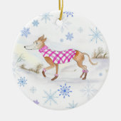 Weihnachtsweih in Wasserfarbe im Pullover Keramik Ornament (Vorne)