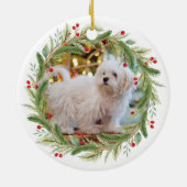 Weihnachtsweih Malteser Hund Foto Keramik Ornament (Hinten)