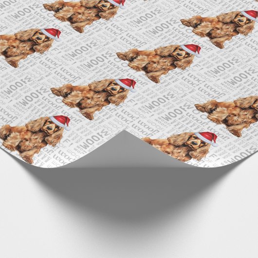 Weihnachtsweih Santa Cocker Spanel Holiday Dog Geschenkpapier (Ecke)