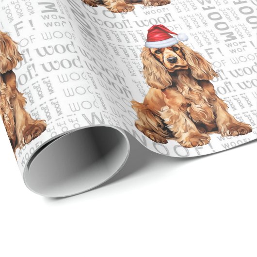 Weihnachtsweih Santa Cocker Spanel Holiday Dog Geschenkpapier (Rolleneckpunkt)