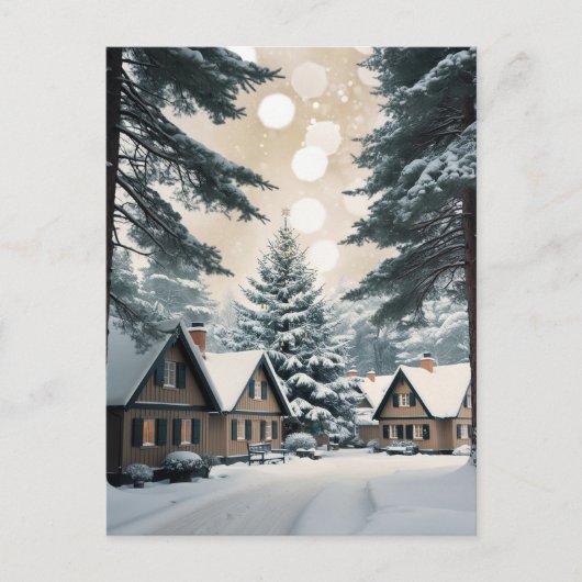Weihnachtsweihdorf im Wald Postkarte (Vorderseite)