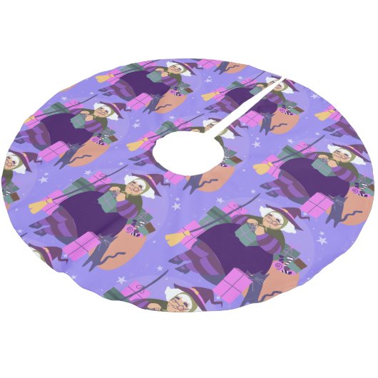 Weihnachtsweihe der schwarzen Katze Polyester Weihnachtsbaumdecke (Schrägansicht)