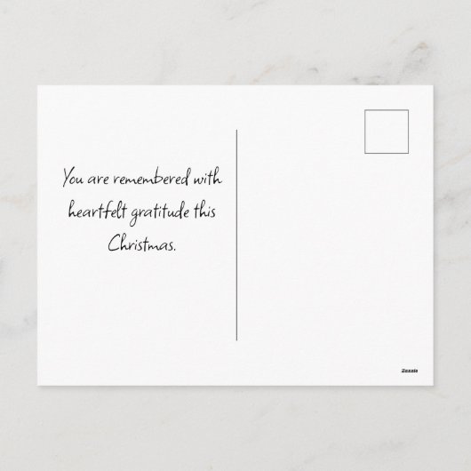 Weihnachtsweihe Feiertagspostkarte (Rückseite)