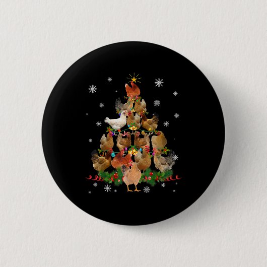 Weihnachtsweihe im Hühnchen Lichter Funny Chicken  Button (Vorderseite)