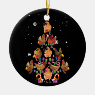 Weihnachtsweihe im Hühnchen Lichter Funny Chicken  Keramik Ornament