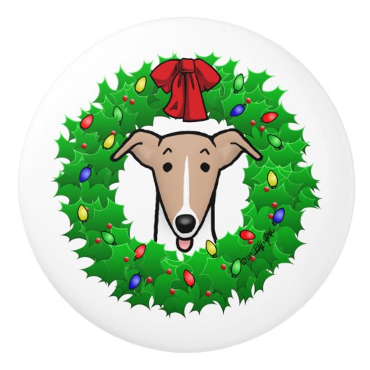 Weihnachtsweihe & Lichter - Fauna & Weiß Keramikknauf (Vorderseite)