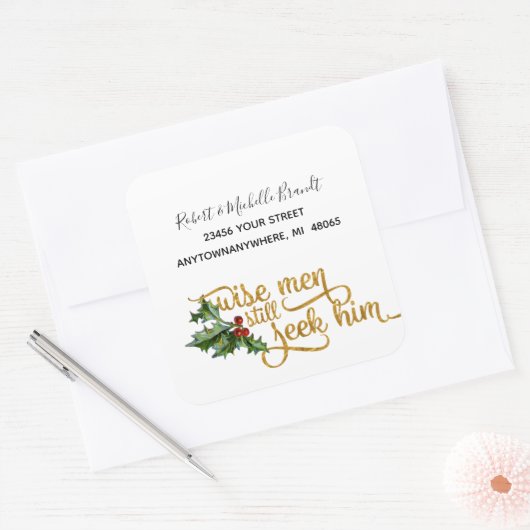 Weihnachtsweihe Männer suchen noch immer nach sein Quadratischer Aufkleber (Umschlag)