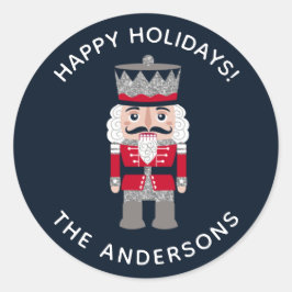 Weihnachtsweihnachtsaufkleber Red Black Nutcracker Runder Aufkleber