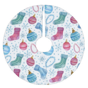 Weihnachtsweihnachtsbäume HandGezeichnet Muster Polyester Weihnachtsbaumdecke