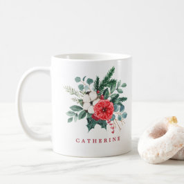 Weihnachtsweihnachtsbotanicals-Individuelle Name Kaffeetasse
