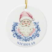 WeihnachtsweihnachtsDamask Santa Keramik Ornament (Vorne)