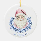 WeihnachtsweihnachtsDamask Santa Keramik Ornament (Hinten)