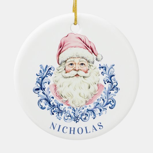 WeihnachtsweihnachtsDamask Santa Keramik Ornament (Hinten)